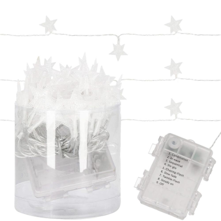 (DL) Instalatie stelute luminoase pentru gradina, 5 metri, 50 LED-uri, cu baterii, galben [3]