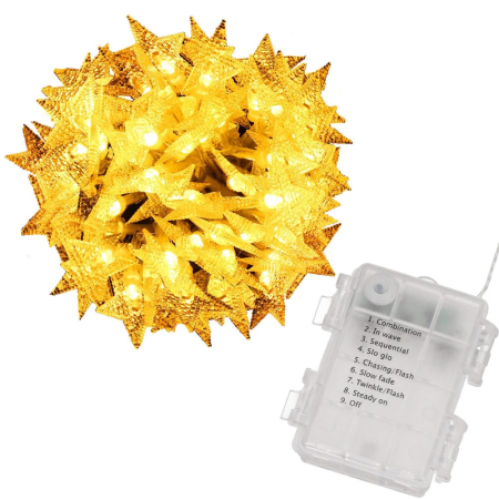 (DL) Instalatie stelute luminoase pentru gradina, 5 metri, 50 LED-uri, cu baterii, galben [1]