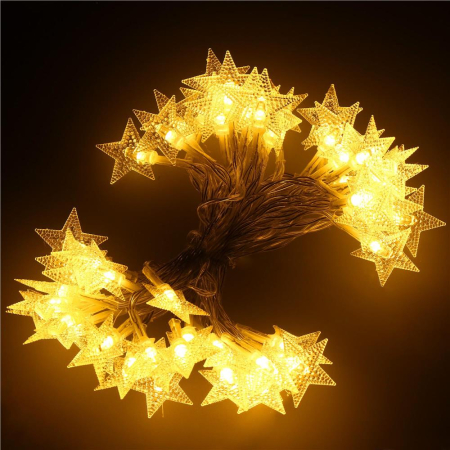 (DL) Instalatie stelute luminoase pentru gradina, 5 metri, 50 LED-uri, cu baterii, galben [7]