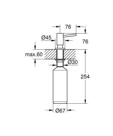Dozator sapun bucatarie Grohe 40535DC0, Cosmo, incastrat, 400 ml, mat, otel satinat [4]