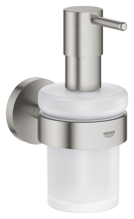 Accesorii baie - Dozator sapun Grohe 40448DC1, Essentials, pe perete, 160 ml, sticla/metal, mat, otel satinat