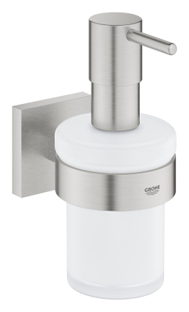 Accesorii baie - Dozator sapun Grohe 41098DC0, Start Cube, pe perete, 160 ml, metal/sticla, mat, otel satinat