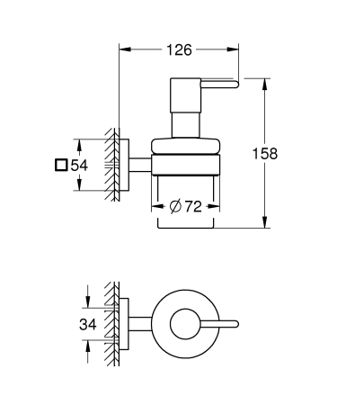 Dozator sapun lichid Grohe 41098000, 157 mm, 72 mm, 2 orificii instalare, 200 volum ml, pe perete, Crom [2]