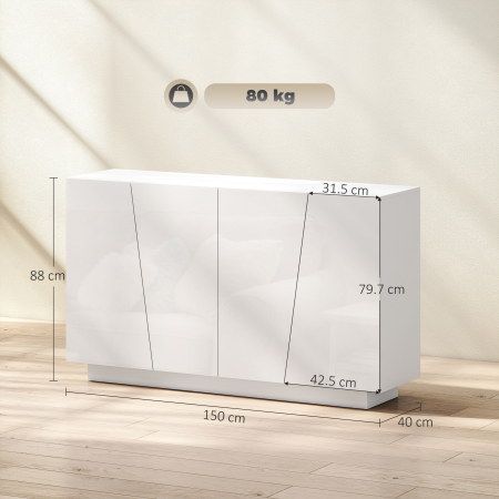  Dulap Alb 150×40×88 cm - 5 Niveluri & Polita Reglabila [2]