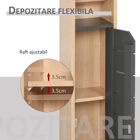  Dulap Baie - 18×18×75 cm, Raft Reglabil pentru Hartie Igienica [4]