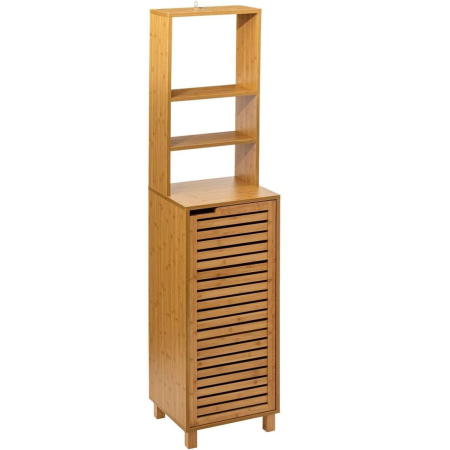 Mobila baie - Dulap baie 5Five Sicela cu usa si rafturi, bambus, 38x33x168 cm, natur