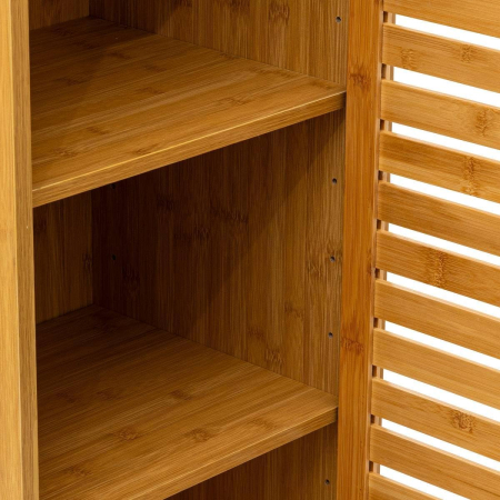 Dulap baie 5Five Sicela cu usa si rafturi, bambus, 38x33x168 cm, natur [3]