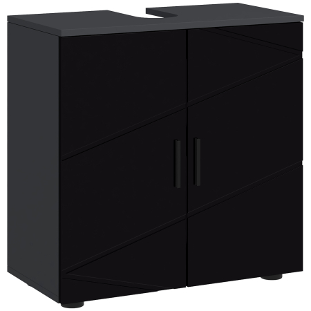 Baie -  Dulap Baie 60×30×60 cm cu doua usi si polita reglabila - Negru