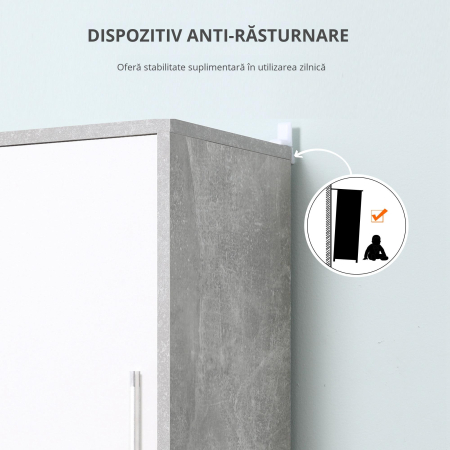  Dulap Baie Coloana - 30×30×180 cm, Lemn Efect Ciment [6]