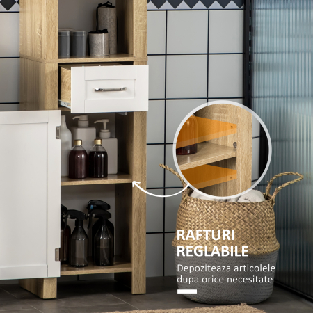  Dulap Baie inalt - Sertar & Rafturi Reglabile, Alb Elegant [5]