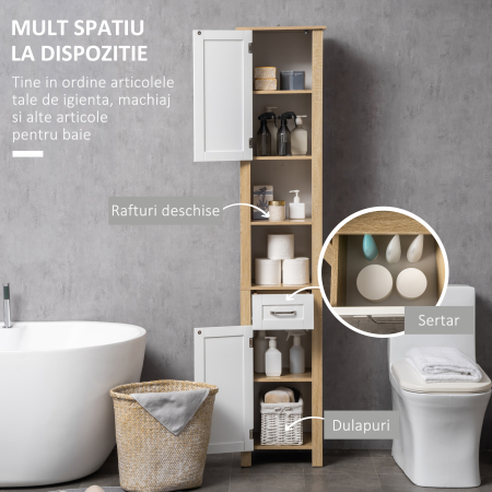  Dulap Baie inalt - Sertar & Rafturi Reglabile, Alb Elegant [3]