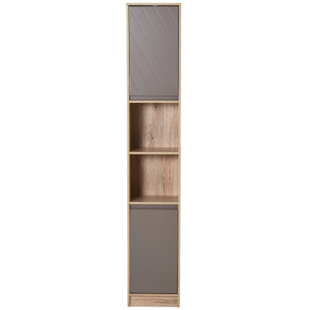  Dulap Baie Space Saver - Gri & Stejar, Cu 6 Rafturi & Dulapioare [3]