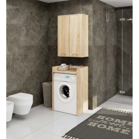 Dulap baie suspendat, cu 2 usi si 4 rafturi interioare, PAL 16 mm, 64x30x94 cm, stejar sonoma [4]