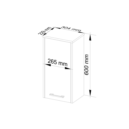 Dulap baie suspendat, cu usa si raft interior, PAL 16 mm, 30Ã—22,5Ã—60 cm, alb si gri [2]