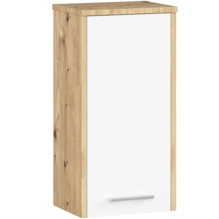 Mobilier pentru baie - Dulap baie suspendat, cu usa si raft interior, PAL 16 mm, 30Ã—22,5Ã—60 cm, stejar artisan si alb