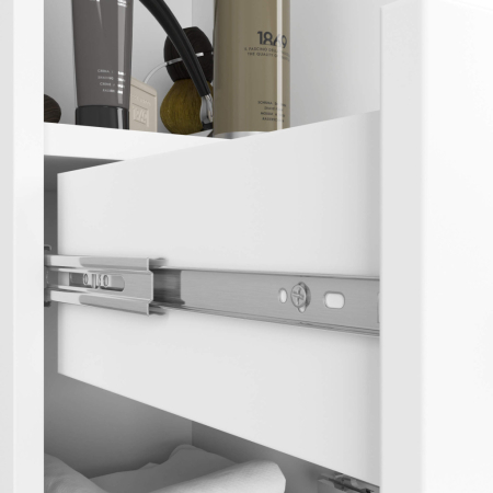 Dulap baie tip coloana cu 2 usi, 1 sertar si rafturi interioare, PAL laminat, 30x30x140 cm, alb [3]