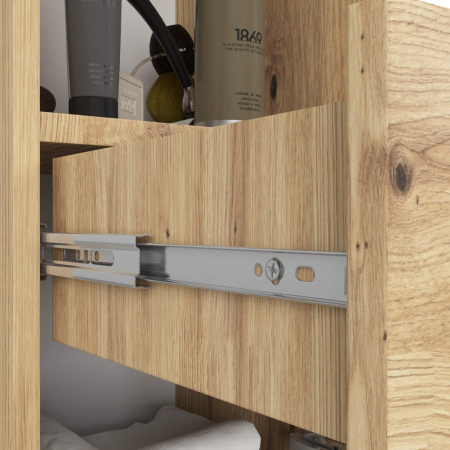 Dulap baie tip coloana cu 2 usi, 1 sertar si rafturi interioare, PAL laminat, 30x30x140 cm, stejar artisan [3]