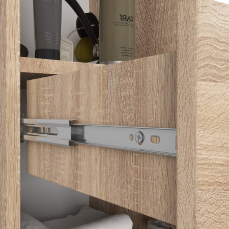 Dulap baie tip coloana cu 2 usi, 1 sertar si rafturi interioare, PAL laminat, 30x30x140 cm, stejar sonoma [5]