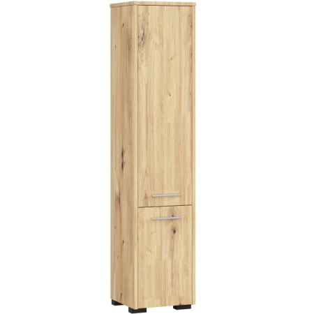 Mobilier pentru baie - Dulap baie tip coloana cu 2 usi si 5 rafturi, PAL laminat, 30x30x140 cm, stejar artisan