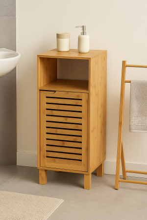 Dulap baza 5Five Sicela cu rafturi, bambus si MDF, 33x28x80 cm, natur [4]