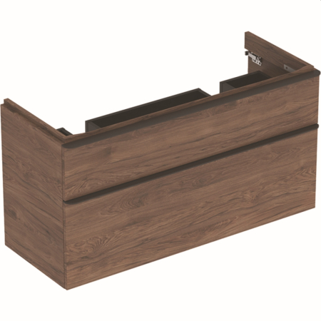 Baza lavoar - Dulap baza pentru lavoar dublu suspendat Geberit Smyle Square nuc 2 sertare 119 cm
