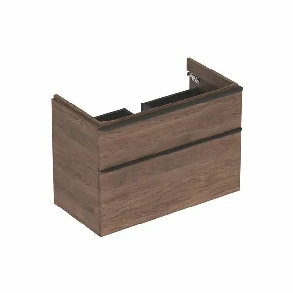 Baza lavoar - Dulap baza pentru lavoar suspendat Geberit Smyle Square nuc 2 sertare 89 cm