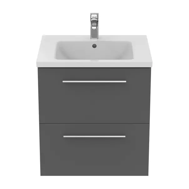 Dulap baza suspendat Ideal Standard i.life B gri quartz mat 2 sertare 60 cm [6]