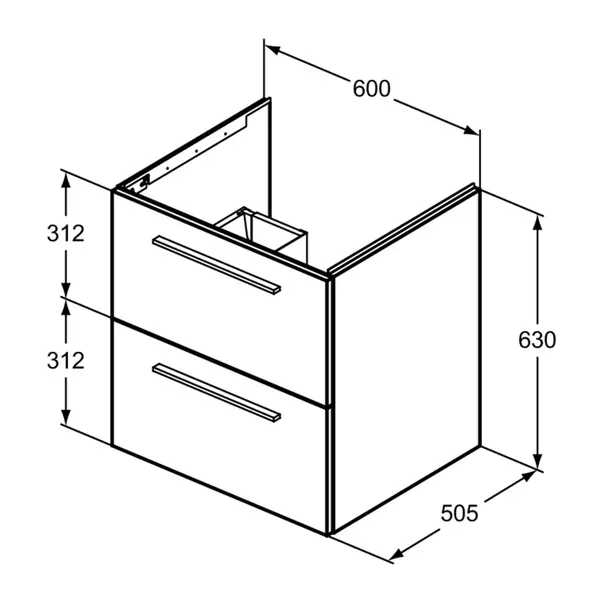 Dulap baza suspendat Ideal Standard i.life B gri quartz mat 2 sertare 60 cm [12]