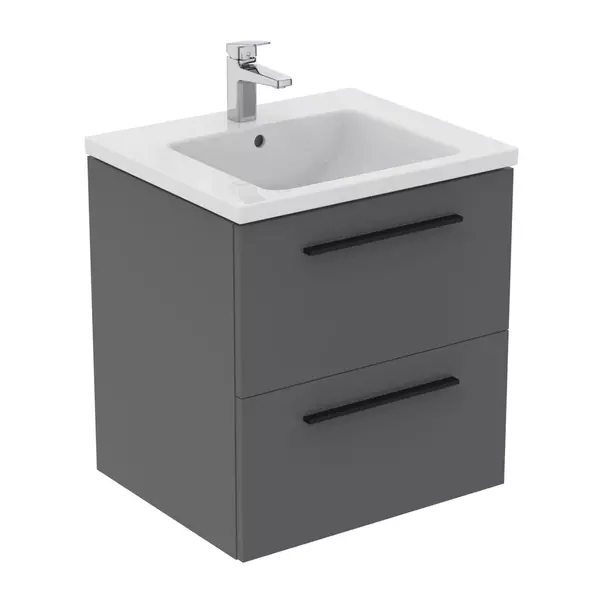 Dulap baza suspendat Ideal Standard i.life B gri quartz mat 2 sertare 60 cm [8]