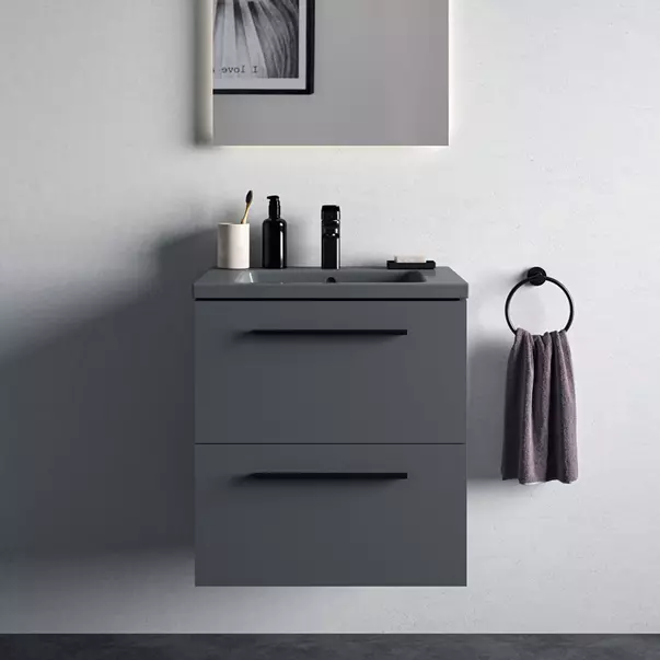 Dulap baza suspendat Ideal Standard i.life B gri quartz mat 2 sertare 60 cm [7]