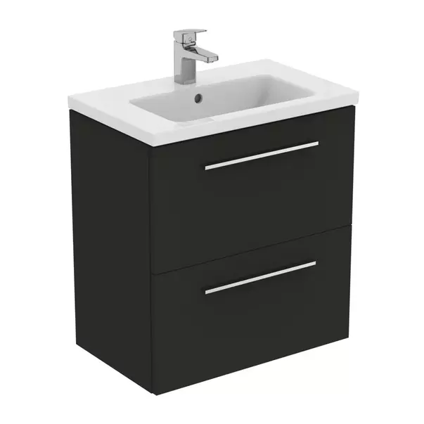 Baza lavoar - Dulap baza suspendat Ideal Standard i.life S 2 sertare gri carbon 60 cm