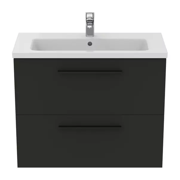 Baza lavoar - Dulap baza suspendat Ideal Standard i.life S 2 sertare gri carbon 80 cm