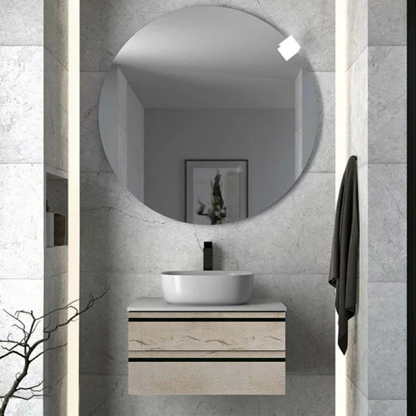 Dulap baza suspendat KolpaSan Alexis finisaj lemn cu blat alb 60 cm [1]