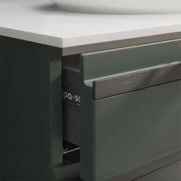 Dulap baza suspendat KolpaSan Alexis gri inchis cu blat alb 60 cm [4]