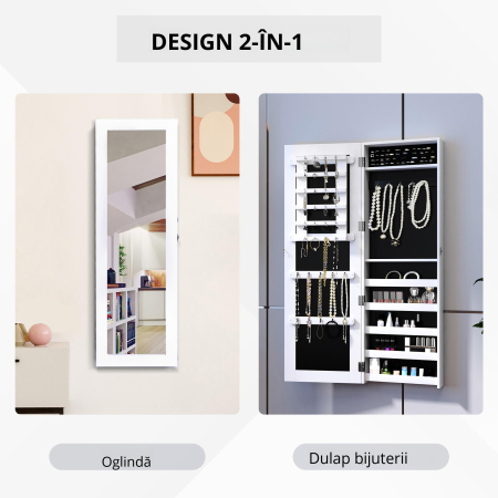  dulap bijuterii cu oglinda, 37x9.5x121 cm, neagra [5]