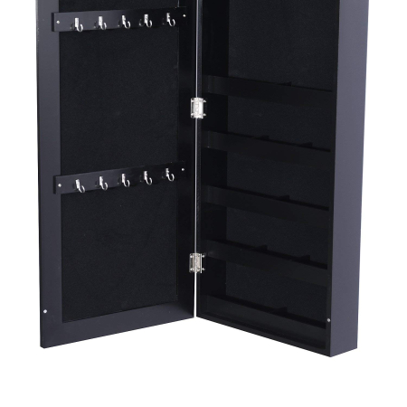  Dulap Bijuterii pentru Perete cu Oglinda din Lemn MDF, Negru,37x9.5x121cm [8]