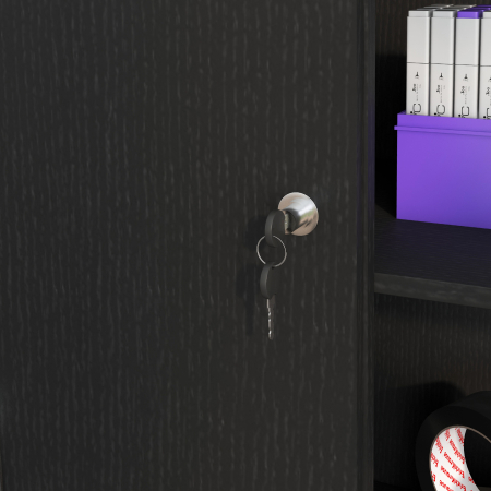  Dulap Birou 80x40x120 cu 3 Rafturi si Usa Dubla cu incuietoare pentru Birou sau Salita, Negru [8]