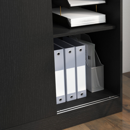  Dulap Birou 80x40x120 cu 3 Rafturi si Usa Dubla cu incuietoare pentru Birou sau Salita, Negru [7]