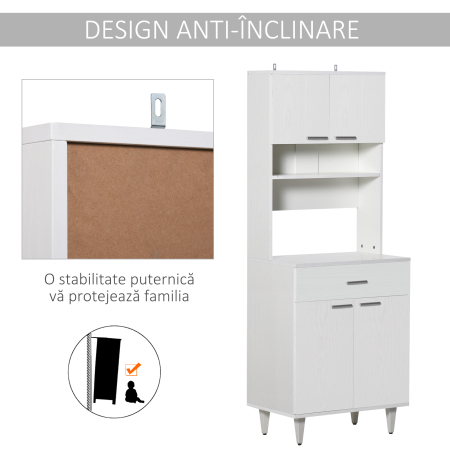  Dulap Bucatarie Mare din Lemn - Clasic Alb Elegant [4]