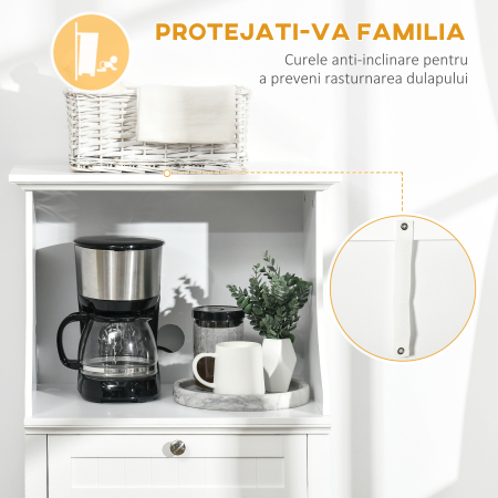  Dulap Bucatarie pentru Cuptor cu Microunde cu Sertar si Dulap 2 Usi Alb [6]