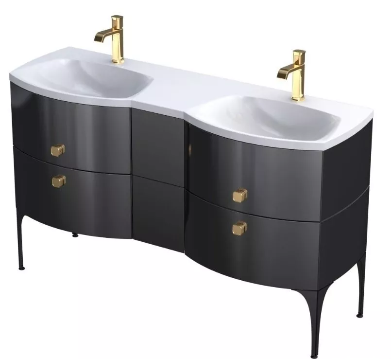 Dulap cabinet Oristo Louis 24 x 39 x 55 cm, lucios, negru, 50-SD2S-24-7 [1]