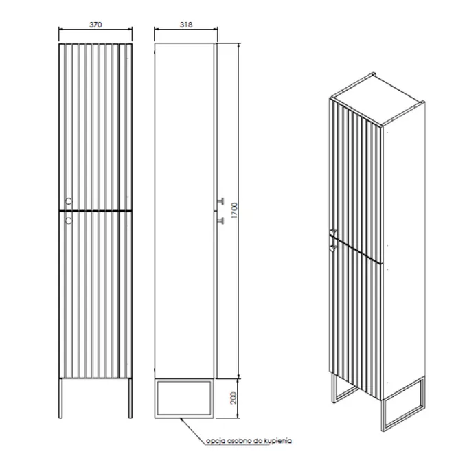Dulap coloana Defra Fuego, 170 x 37 x 31 cm, usa, mat, alb, 001-C-03702 [2]