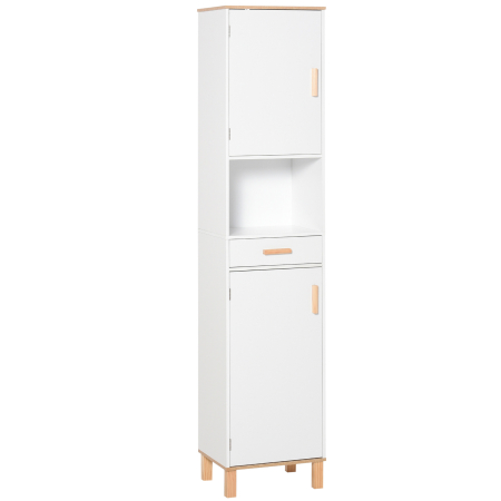 Baie -  Dulap Coloana economie de spatiu din Lemn pentru Baie Alb