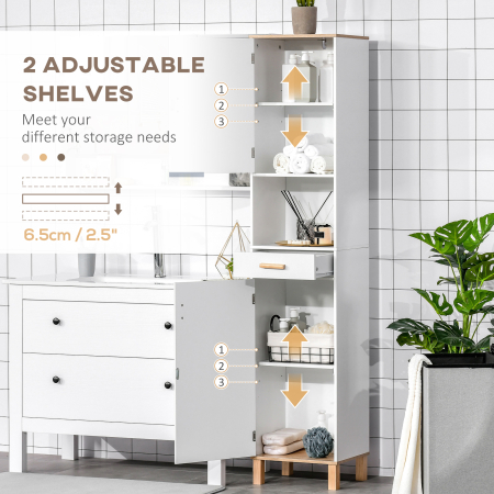  Dulap Coloana economie de spatiu din Lemn pentru Baie Alb [3]