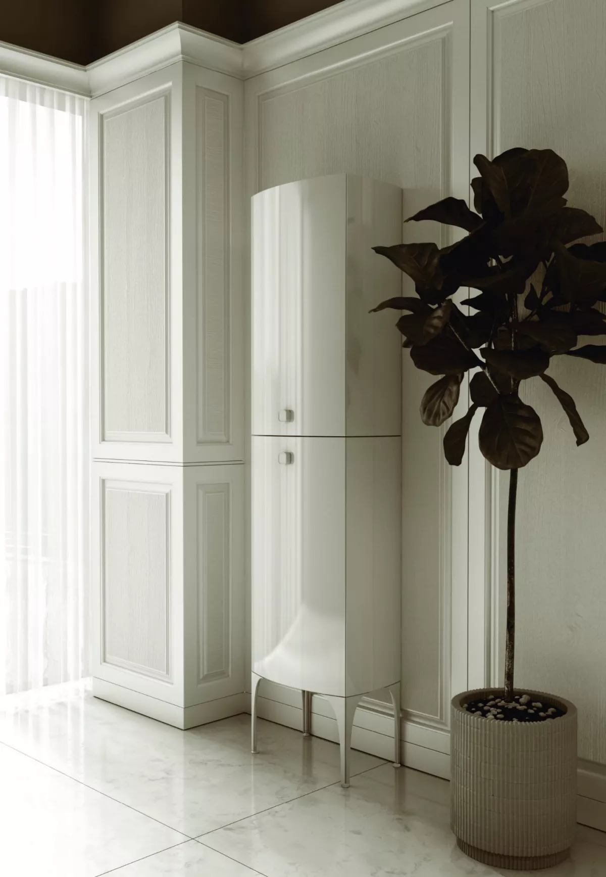 Dulap coloana Oristo Louis, 170 x 47 x 32 cm, usa, lucios, alb, 50-SB2D-47-1 [2]