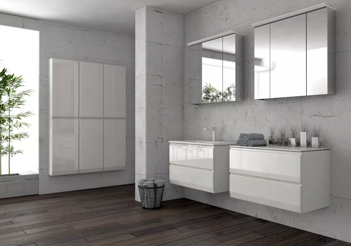 Dulap coloana Oristo Silver, 144 x 35 x 35 cm, usa, lucios, alb, 33-SB2D-35-1-L [1]