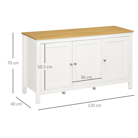  Dulap cu 2 Compartimente si 2 Rafturi Reglabile la 3 inaltimi, 120x40x70 cm, Alb si Culoare Lemn [2]