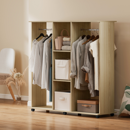  Dulap cu 5 Rafturi si 6 Roti, 120x40x128 cm, Negru [1]