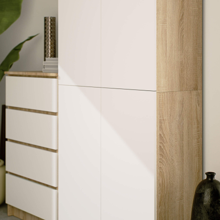 Dulap cu 8 etajere, PAL laminat 16 mm, 80x35x180 cm, stejar sonoma si alb [4]