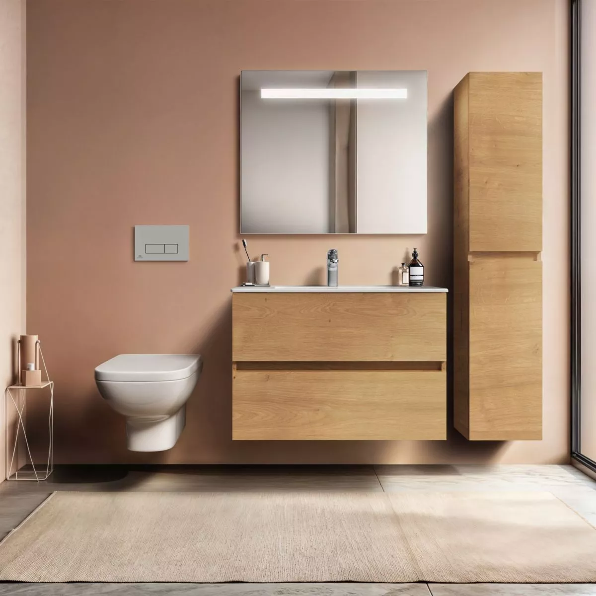 Dulap cu lavoar Ideal Standard Eurovit, suspendat 70 x 45 x 55 cm, sertar, mat, maro, R0573Y8 [2]